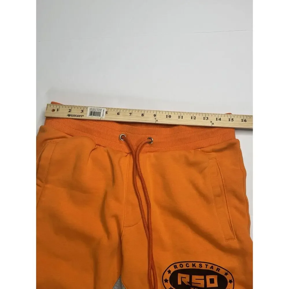Rockstar Original Mens L Orange Flame Graphic Flare Sweatpants Streetwear